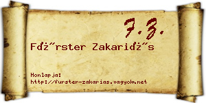 Fürster Zakariás névjegykártya